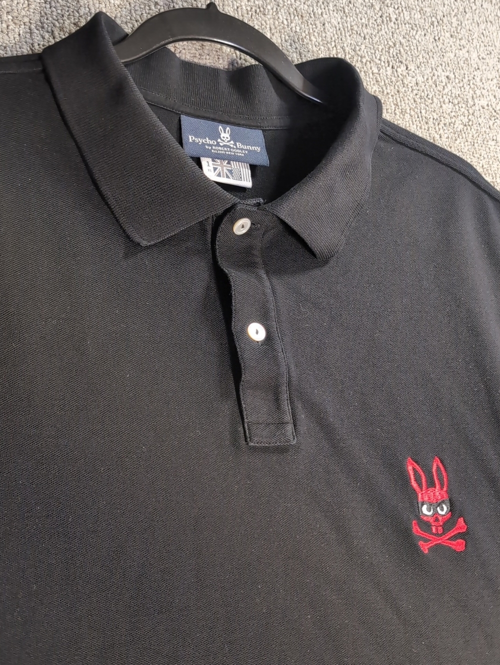 Psycho Bunny Mischief Bandit Mask Pique Polo Size XL in Black